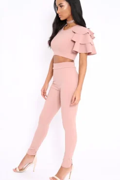 Rebellious Fashion Rose Frill Sleeve Co-ord Set - Demmie