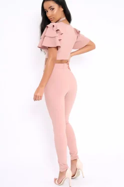 Rebellious Fashion Rose Frill Sleeve Co-ord Set - Demmie