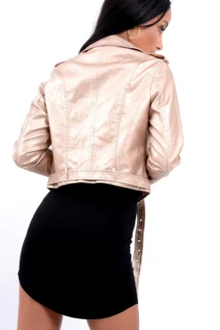 Rebellious Fashion Rose Gold Biker Jacket - Hanna