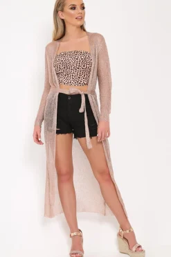 Rebellious Fashion Rose Gold Knit Maxi Cardigan - Shalyn