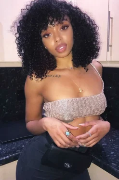 Rebellious Fashion Rose Gold Knitted One Shoulder Crop Top - Houda