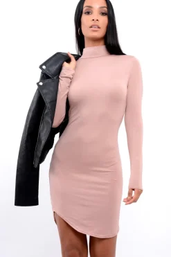 Rebellious Fashion Rose High Neck Bodycon Dress - Lillia