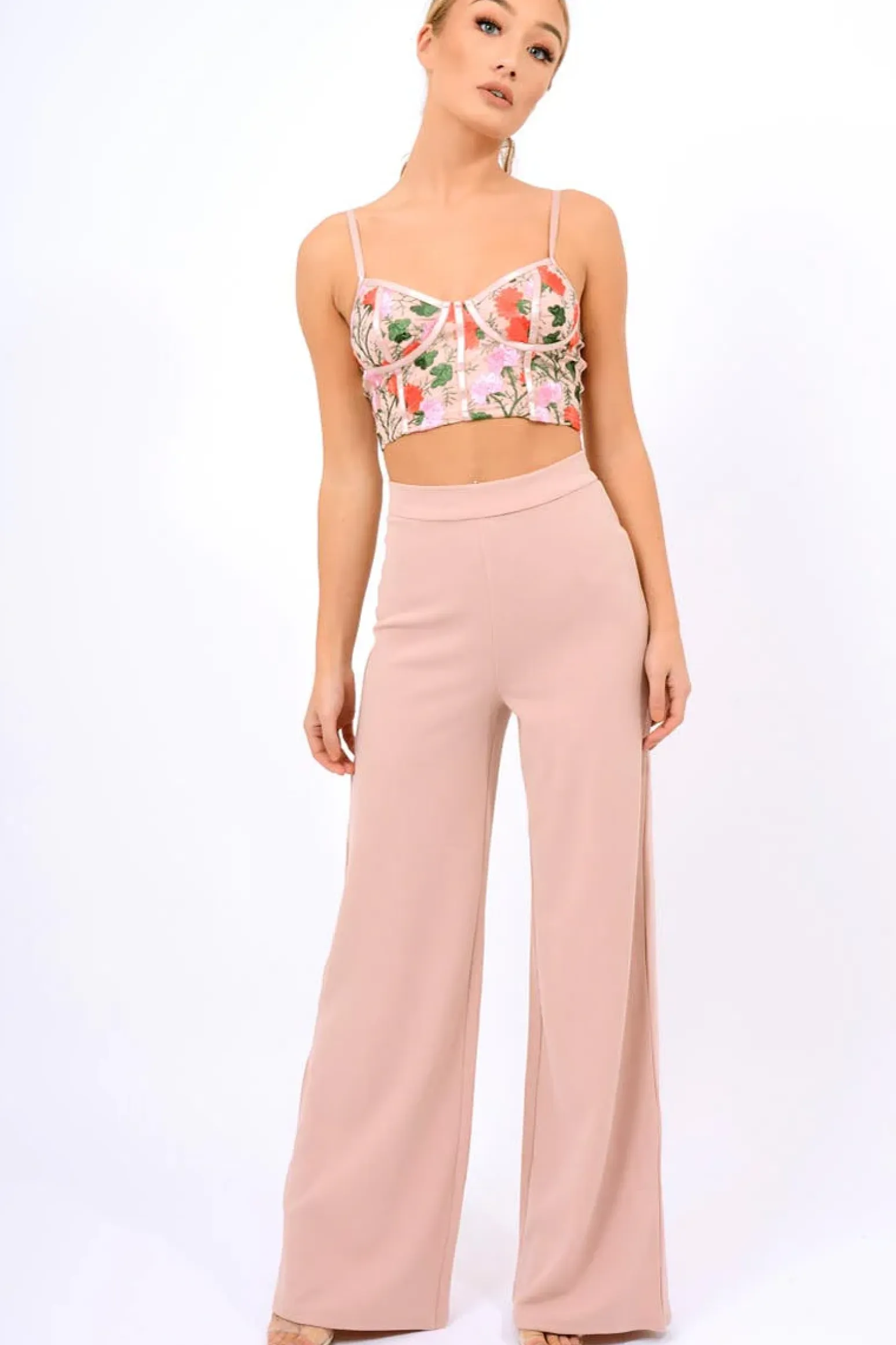 Rebellious Fashion Rose High Waist Flare Trousers -Tisha