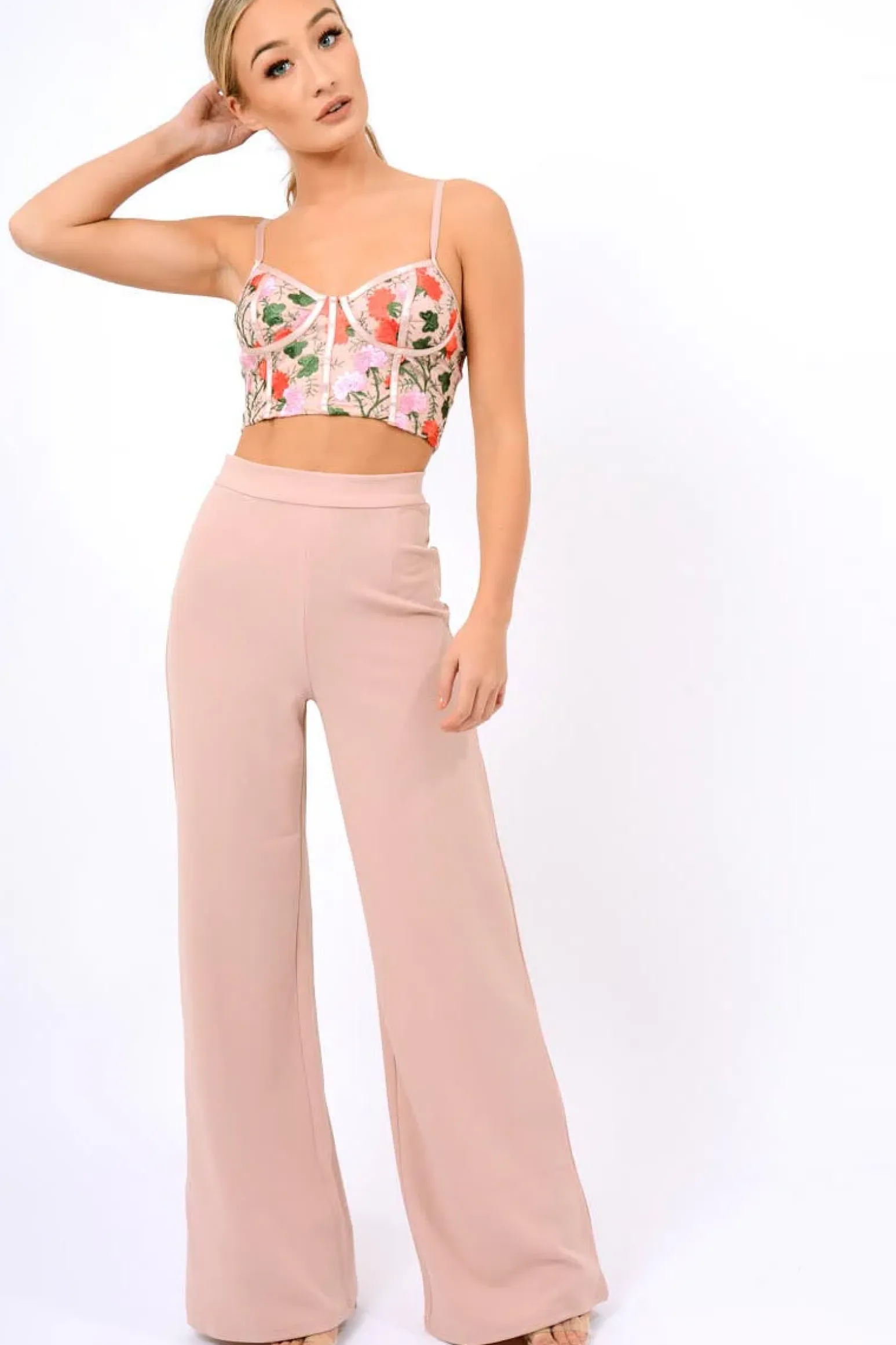 Rebellious Fashion Rose High Waist Flare Trousers -Tisha
