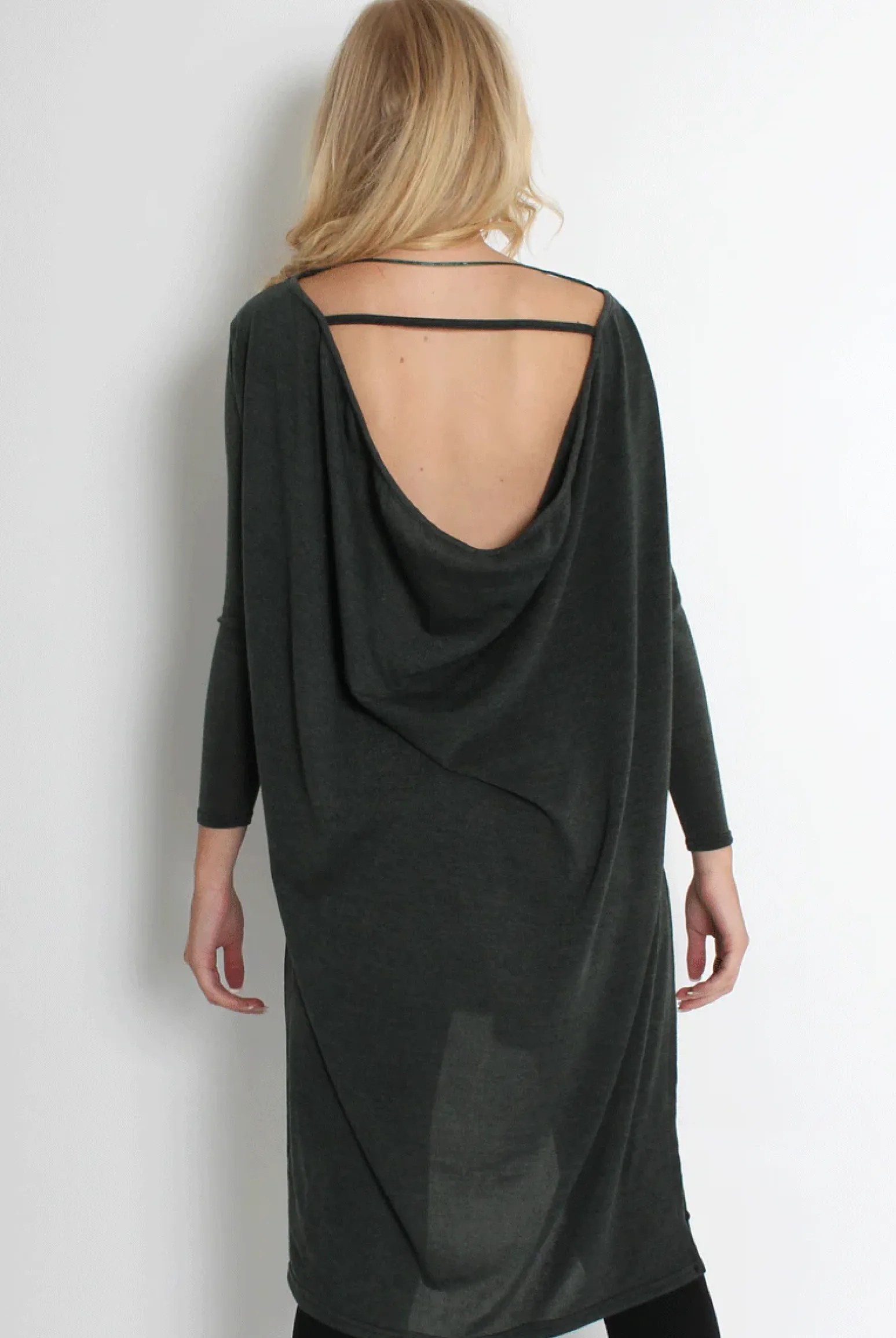 Rebellious Fashion Rose Khaki Drooped Back Jumper
