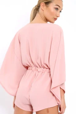 Rebellious Fashion Rose Kimono Plunge Playsuit - Alisa