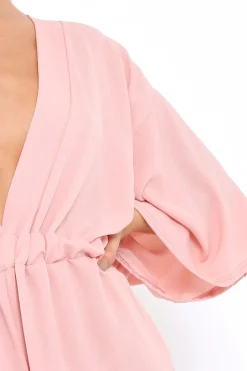 Rebellious Fashion Rose Kimono Plunge Playsuit - Alisa