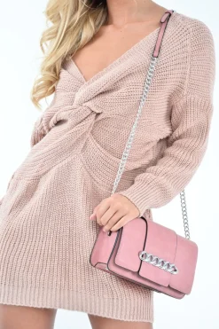 Rebellious Fashion Rose Knot Front Jumper Dress - Hydee