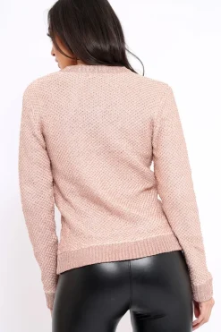 Rebellious Fashion Rose Metallic Knit Bomber Jacket - Freya