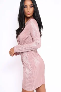 Rebellious Fashion Rose Metallic Wrap Front Dress - Angie