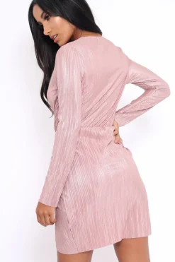 Rebellious Fashion Rose Metallic Wrap Front Dress - Angie