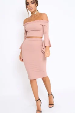 Rebellious Fashion Rose Midi Bodycon Skirt - Tiffy