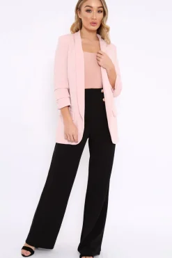 Rebellious Fashion Rose Open Front Ruffled Sleeves Blazer - Kanna