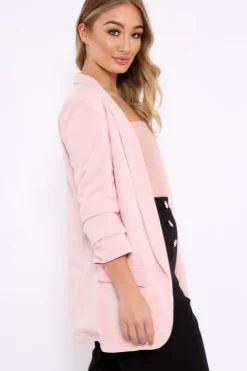 Rebellious Fashion Rose Open Front Ruffled Sleeves Blazer - Kanna