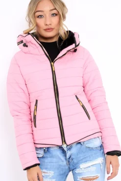 Rebellious Fashion Rose Pink Padded Coat - Zara