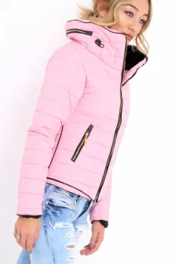 Rebellious Fashion Rose Pink Padded Coat - Zara