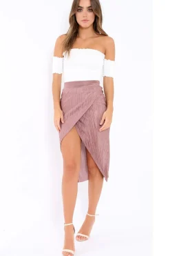 Rebellious Fashion Rose Pleated Wrap Over Skirt - Monica