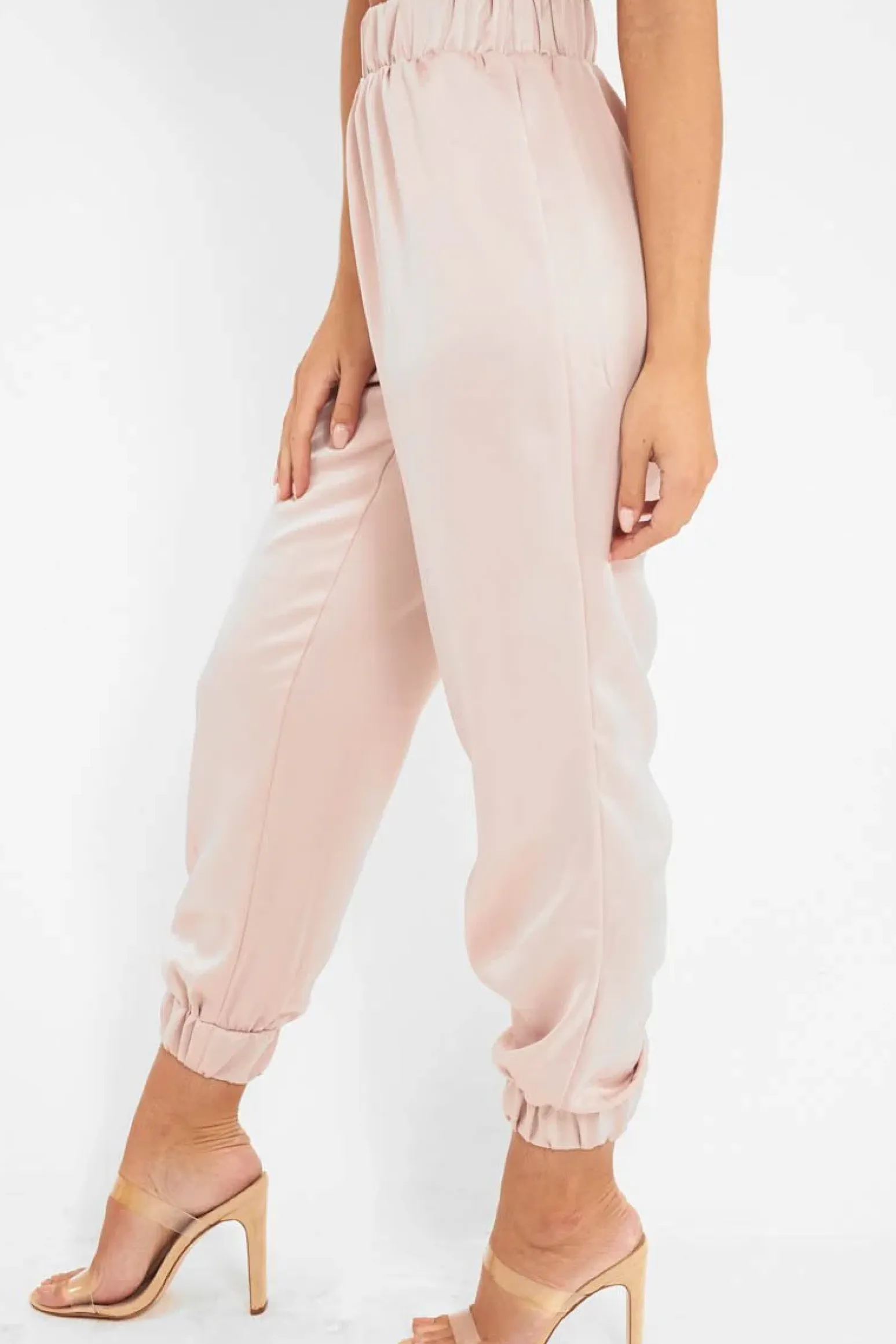Rebellious Fashion Rose Shiny Woven Cargo Trousers - Atley