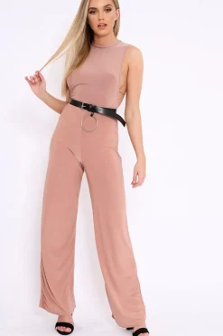Rebellious Fashion Rose Slinky Low Side Jumpsuit - Ivannah