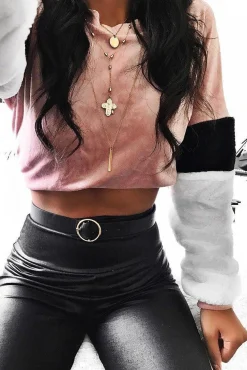 Rebellious Fashion Rose Soft Fur Jumper with Contrast Sleeves - Erla