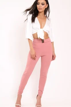 Rebellious Fashion Rose Tapered Trousers With Gold Buckle - Zyana