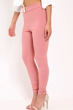 Rebellious Fashion Rose Tapered Trousers With Gold Buckle - Zyana