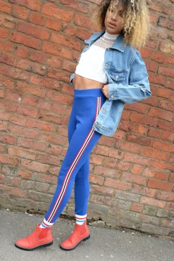 Rebellious Fashion Royal Blue Contrast Side Stripe Trousers - Arva