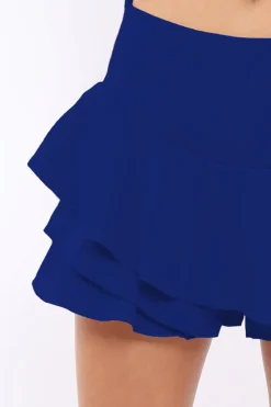 Rebellious Fashion Royal Blue Frill High Waisted Shorts - Claudelle