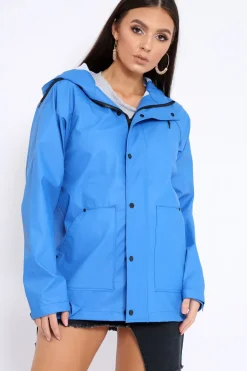 Rebellious Fashion Royal Blue Hooded Rain Jacket - Fox