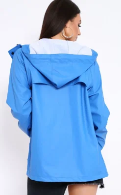Rebellious Fashion Royal Blue Hooded Rain Jacket - Fox