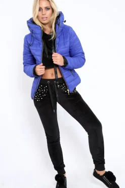 Rebellious Fashion Royal Blue Padded Coat - Zara