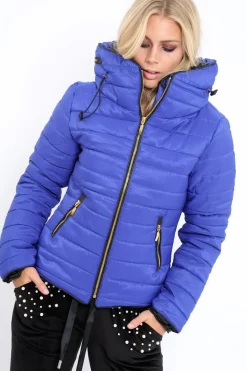 Rebellious Fashion Royal Blue Padded Coat - Zara
