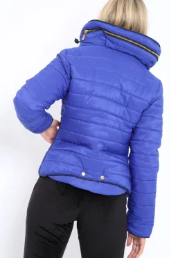 Rebellious Fashion Royal Blue Padded Coat - Zara