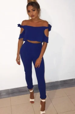 Rebellious Fashion Royal Blue Trousers and Crop Top Co-ord - Daizy