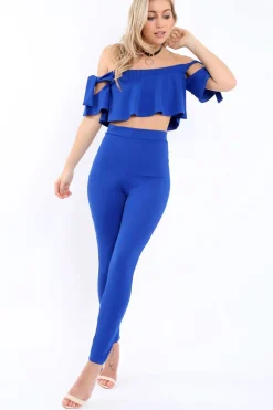 Rebellious Fashion Royal Blue Trousers and Crop Top Co-ord - Daizy