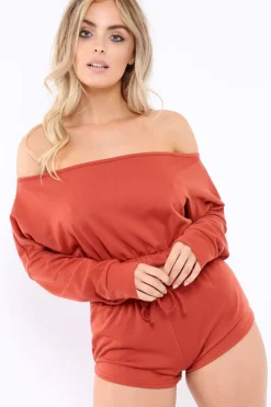 Rebellious Fashion Rust Bardot Co-ord Set - Prina
