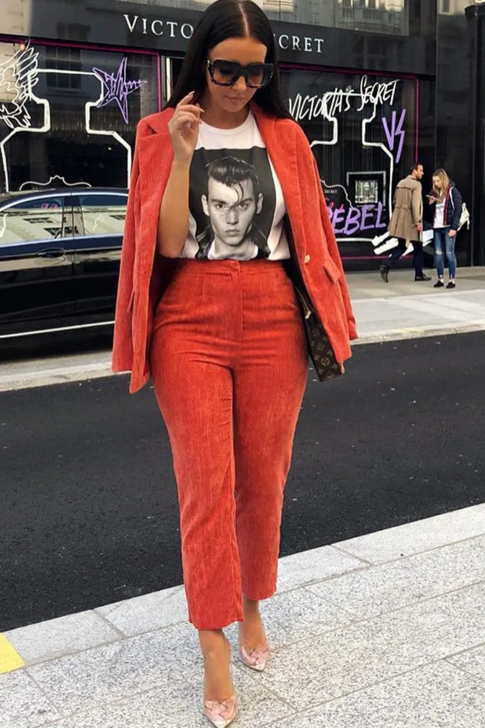 Rebellious Fashion Rust Corduroy High Waist Tapered Trousers - Emmelia