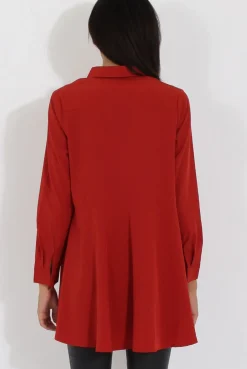 Rebellious Fashion Rust Dipped Hem Shirt - Paloma