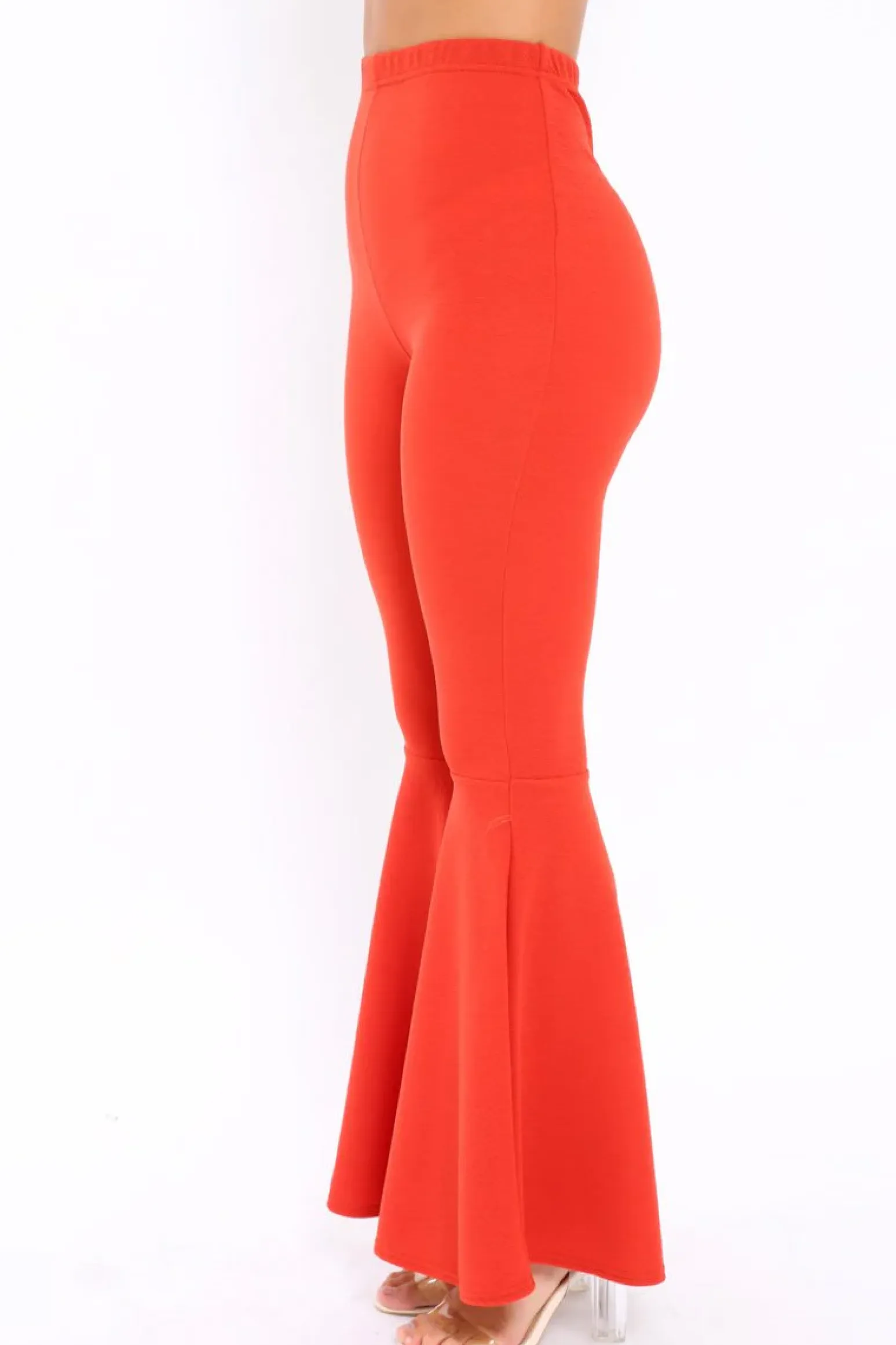 Rebellious Fashion Rust Extreme Flare Trousers - Becki