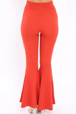 Rebellious Fashion Rust Extreme Flare Trousers - Becki