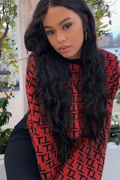Rebellious Fashion Rust Repeat Print Crop Jumper - Ryhanna
