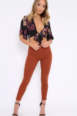 Rebellious Fashion Rust Skinny Jeans - Madisson