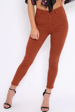 Rebellious Fashion Rust Skinny Jeans - Madisson