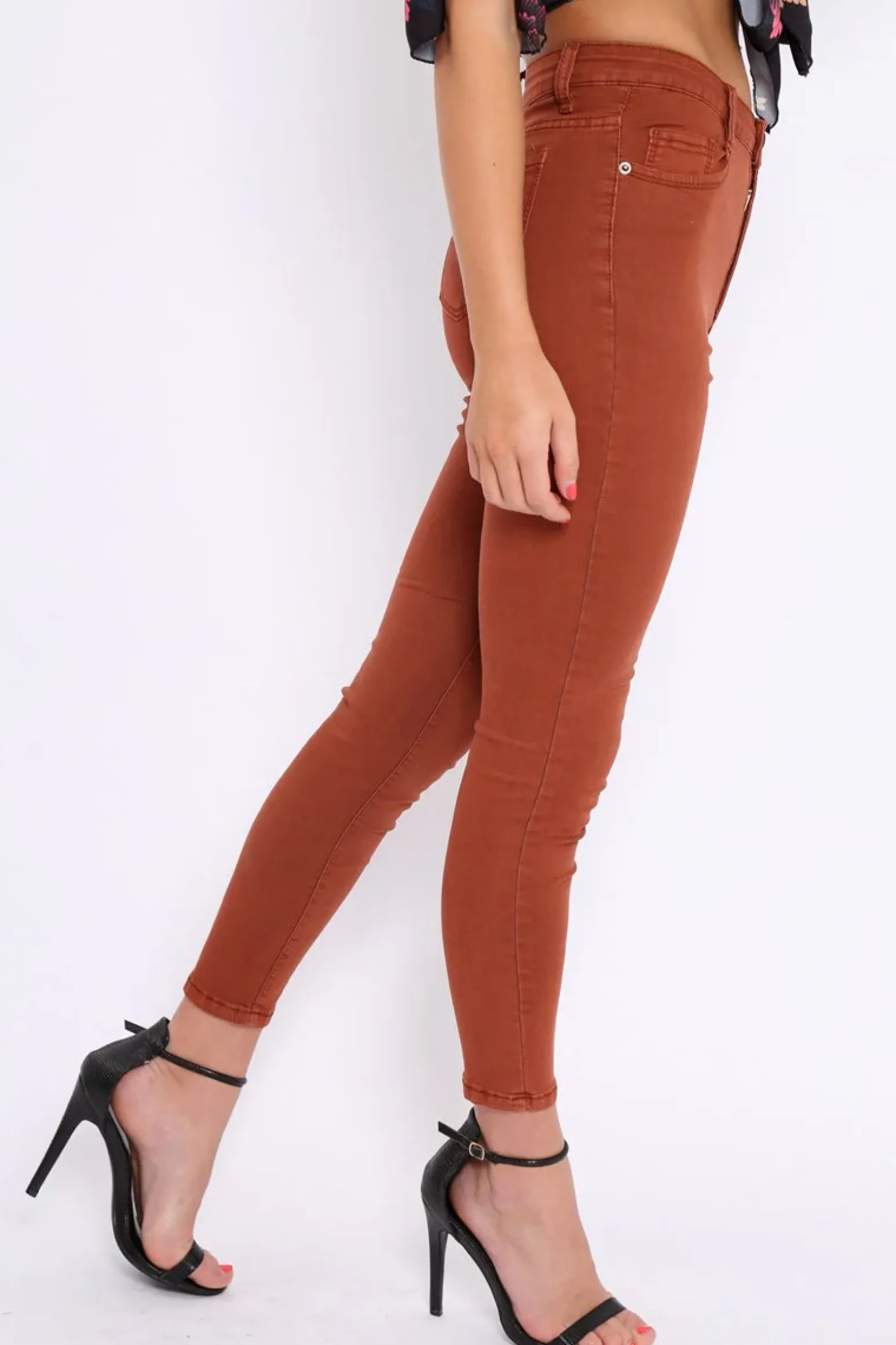 Rebellious Fashion Rust Skinny Jeans - Madisson