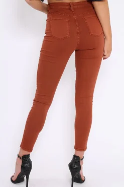 Rebellious Fashion Rust Skinny Jeans - Madisson