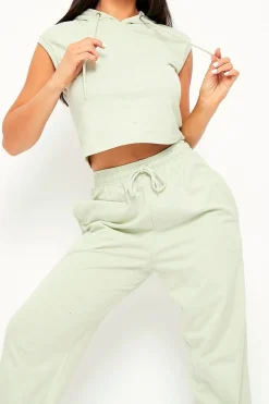 Rebellious Fashion Sage Cropped Hoodie Joggers Loungewear Co-ord - Kylie