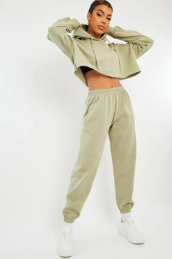 Rebellious Fashion Sage Cropped Oversized Hoodie and Joggers Co-ord - Karenza