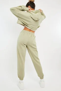 Rebellious Fashion Sage Cropped Oversized Hoodie and Joggers Co-ord - Karenza