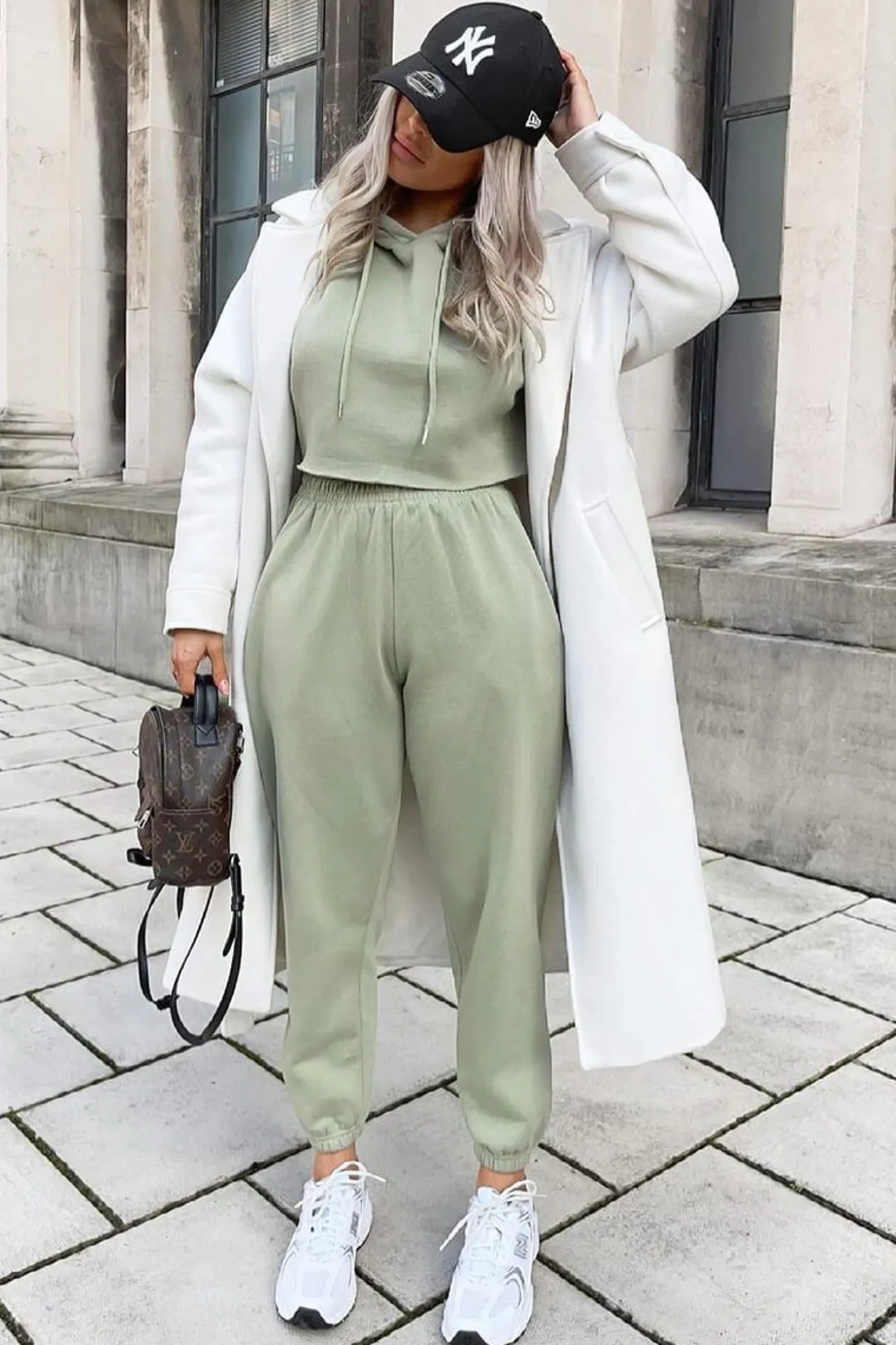 Rebellious Fashion Sage Cropped Oversized Hoodie and Joggers Co-ord - Karenza