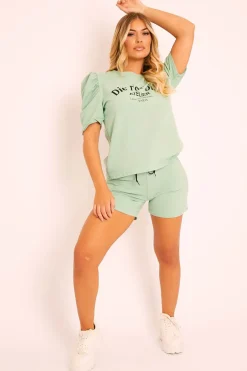 Rebellious Fashion Sage Die For Dior T-shirt and Shorts Loungewear Co-ord - Kaelie